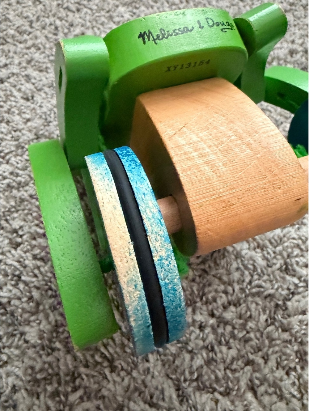 Melissa & Doug Green/Blue Wooden Rolling Frog Pull Toy - Picture 8 of 8